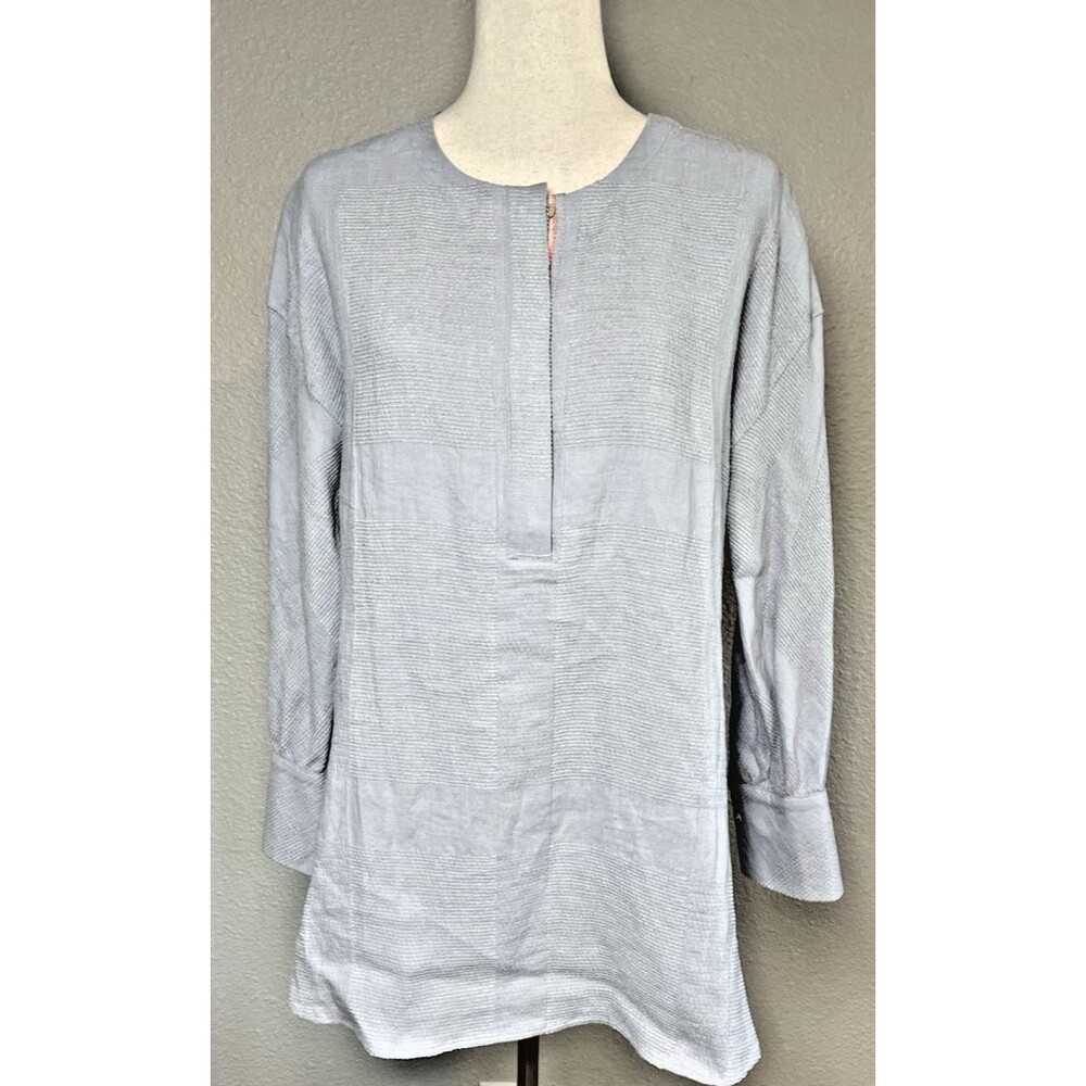 Soft Surroundings NEW! womens 1/2 button long sleeve summer linen shirt sz M - Picture 2 of 8